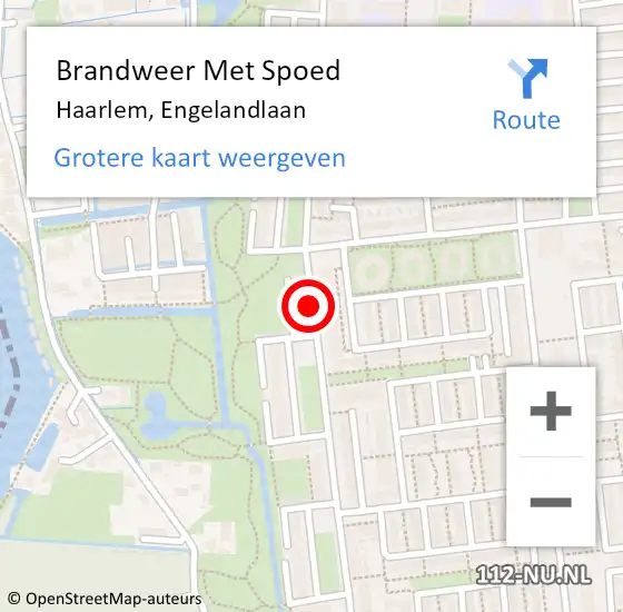 Locatie op kaart van de 112 melding: Brandweer Met Spoed Naar Haarlem, Engelandlaan op 25 augustus 2020 16:25
