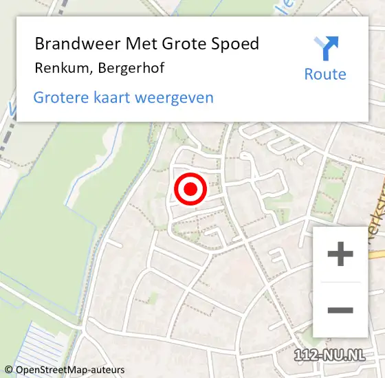 Locatie op kaart van de 112 melding: Brandweer Met Grote Spoed Naar Renkum, Bergerhof op 25 augustus 2020 17:09