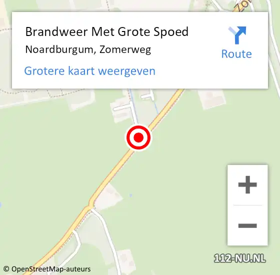 Locatie op kaart van de 112 melding: Brandweer Met Grote Spoed Naar Noardburgum, Zomerweg op 25 augustus 2020 17:26