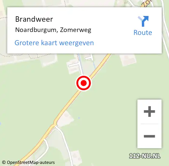 Locatie op kaart van de 112 melding: Brandweer Noardburgum, Zomerweg op 25 augustus 2020 17:29