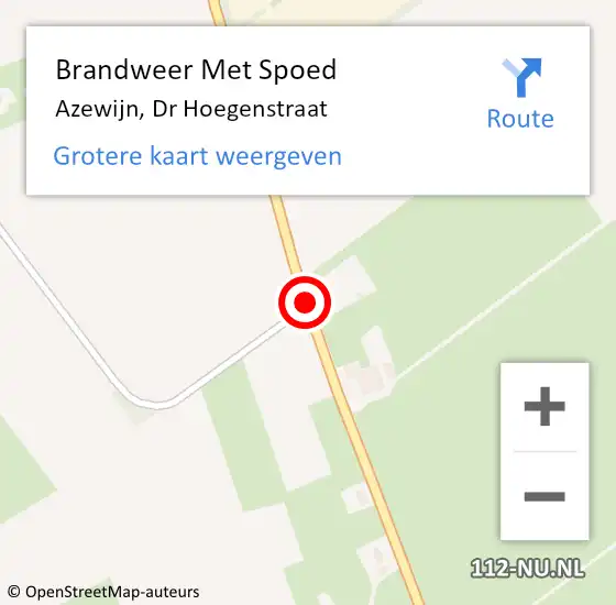 Locatie op kaart van de 112 melding: Brandweer Met Spoed Naar Azewijn, Dr Hoegenstraat op 25 augustus 2020 17:49