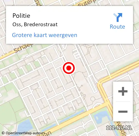 Locatie op kaart van de 112 melding: Politie Oss, Brederostraat op 25 augustus 2020 17:49