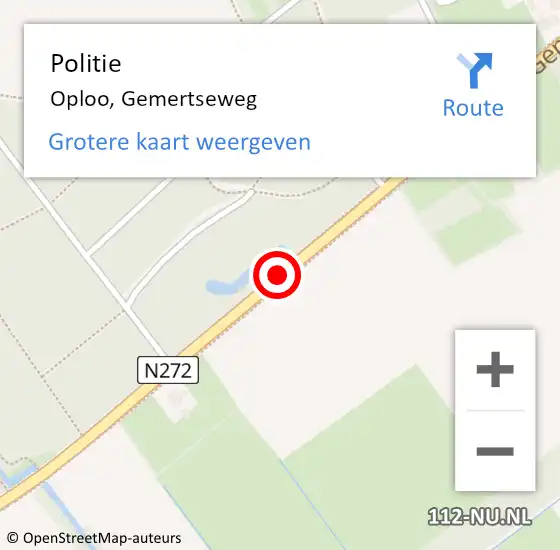 Locatie op kaart van de 112 melding: Politie Oploo, Gemertseweg op 25 augustus 2020 17:52