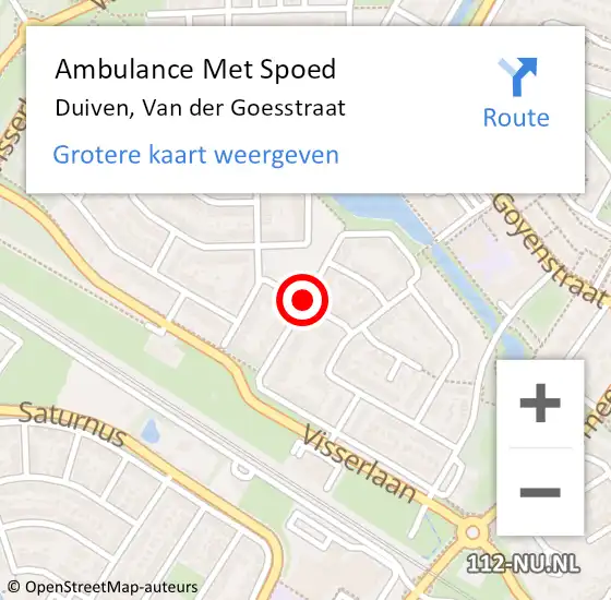 Locatie op kaart van de 112 melding: Ambulance Met Spoed Naar Duiven, Van der Goesstraat op 25 augustus 2020 18:04