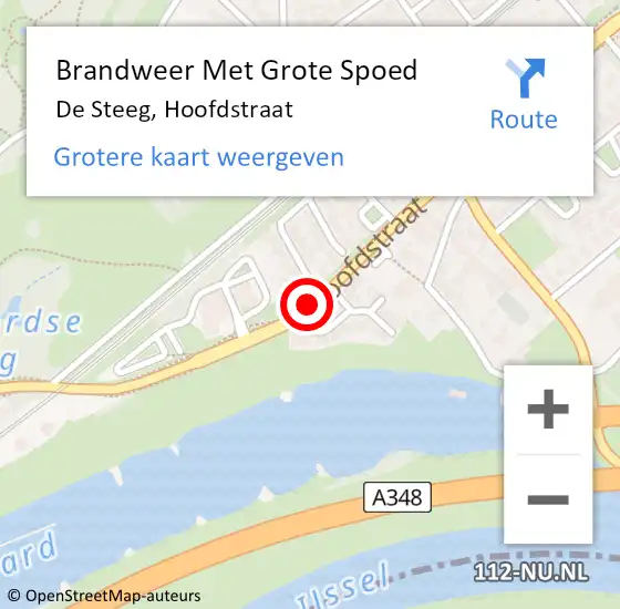 Locatie op kaart van de 112 melding: Brandweer Met Grote Spoed Naar De Steeg, Hoofdstraat op 25 augustus 2020 18:35