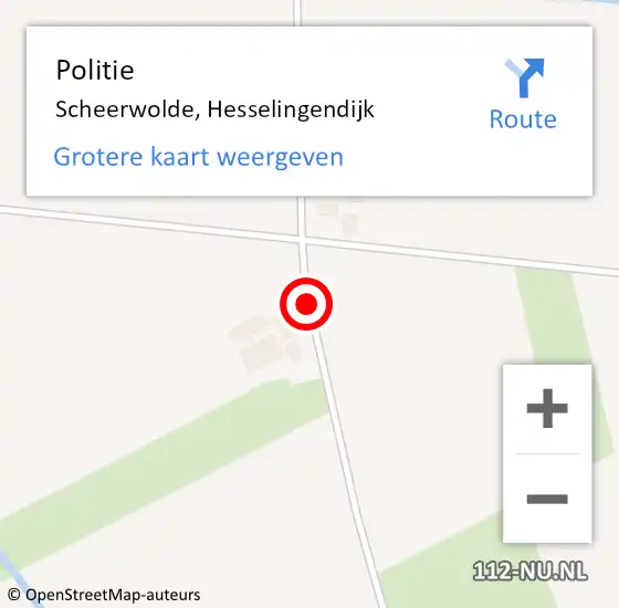 Locatie op kaart van de 112 melding: Politie Scheerwolde, Hesselingendijk op 25 augustus 2020 18:48