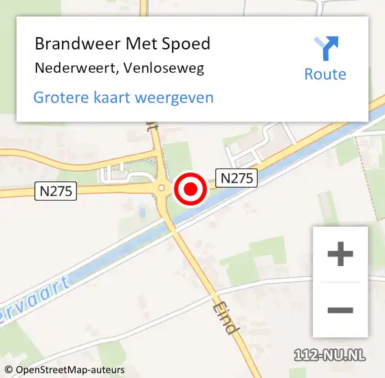 Locatie op kaart van de 112 melding: Brandweer Met Spoed Naar Nederweert, Venloseweg op 25 augustus 2020 18:52