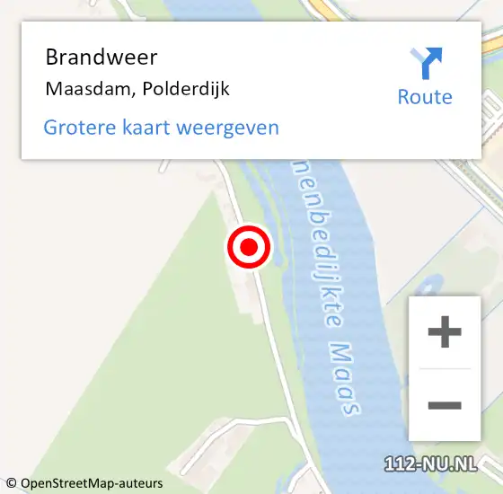 Locatie op kaart van de 112 melding: Brandweer Maasdam, Polderdijk op 25 augustus 2020 19:51