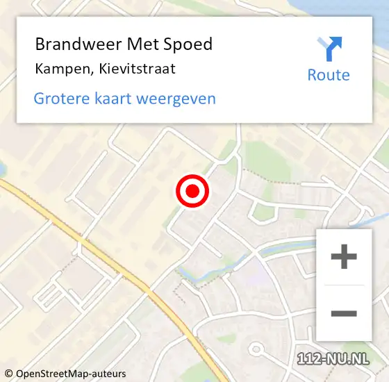 Locatie op kaart van de 112 melding: Brandweer Met Spoed Naar Kampen, Kievitstraat op 25 augustus 2020 19:52