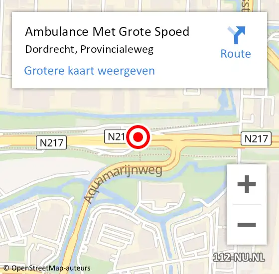 Locatie op kaart van de 112 melding: Ambulance Met Grote Spoed Naar Dordrecht, Provincialeweg op 25 augustus 2020 20:37