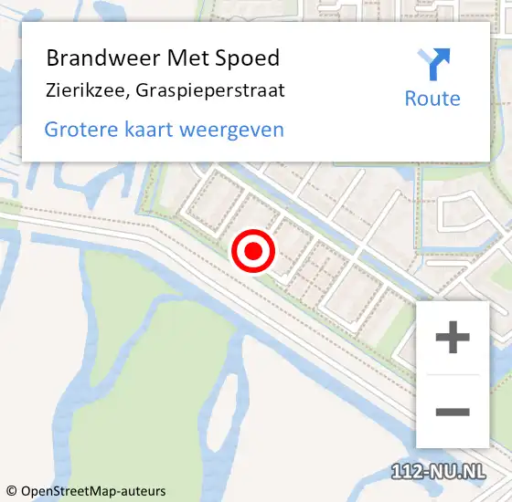 Locatie op kaart van de 112 melding: Brandweer Met Spoed Naar Zierikzee, Graspieperstraat op 25 augustus 2020 22:11