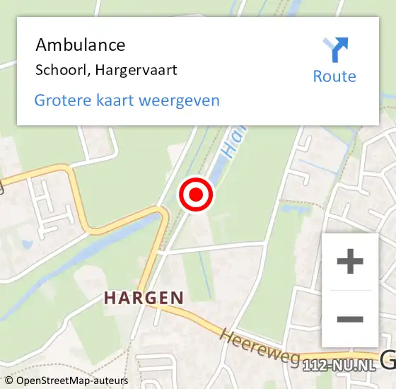 Locatie op kaart van de 112 melding: Ambulance Schoorl, Hargervaart op 25 augustus 2020 22:54