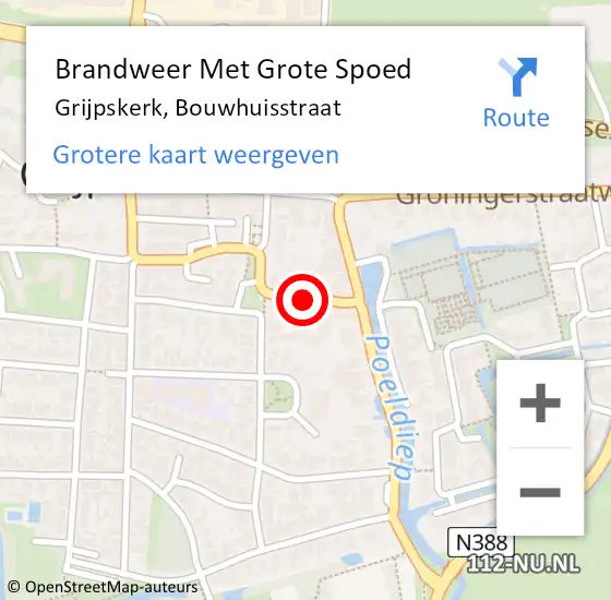 Locatie op kaart van de 112 melding: Brandweer Met Grote Spoed Naar Grijpskerk, Bouwhuisstraat op 25 augustus 2020 23:04