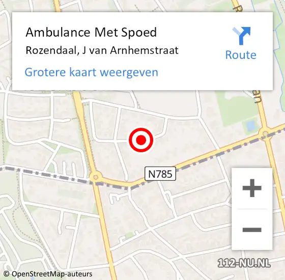 Locatie op kaart van de 112 melding: Ambulance Met Spoed Naar Rozendaal, J van Arnhemstraat op 25 augustus 2020 23:40