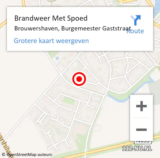 Locatie op kaart van de 112 melding: Brandweer Met Spoed Naar Brouwershaven, Burgemeester Gaststraat op 25 augustus 2020 23:41