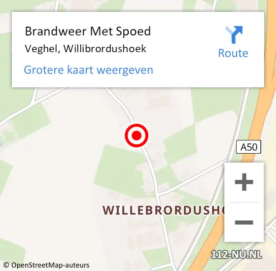 Locatie op kaart van de 112 melding: Brandweer Met Spoed Naar Veghel, Willibrordushoek op 25 augustus 2020 23:50