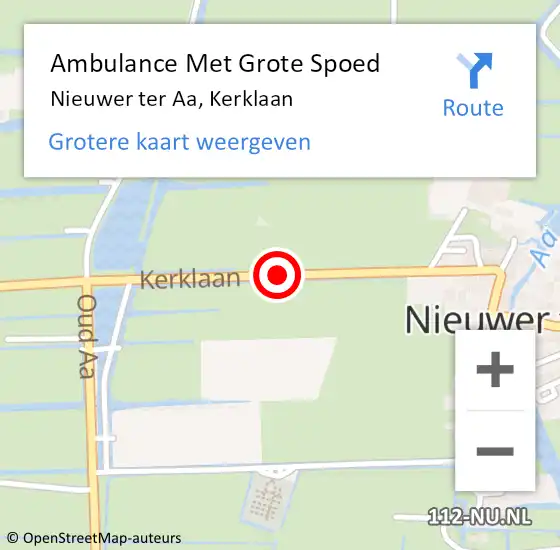 Locatie op kaart van de 112 melding: Ambulance Met Grote Spoed Naar Nieuwer ter Aa, Kerklaan op 26 augustus 2020 00:05