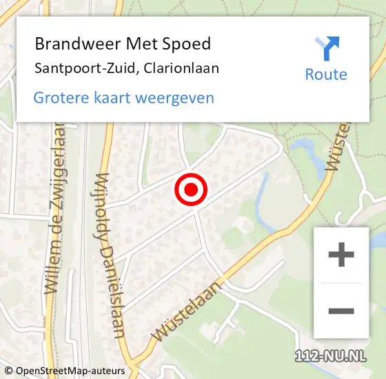 Locatie op kaart van de 112 melding: Brandweer Met Spoed Naar Santpoort-Zuid, Clarionlaan op 26 augustus 2020 01:46