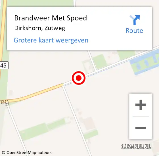 Locatie op kaart van de 112 melding: Brandweer Met Spoed Naar Dirkshorn, Zutweg op 26 augustus 2020 02:36