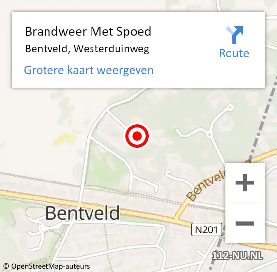 Locatie op kaart van de 112 melding: Brandweer Met Spoed Naar Bentveld, Westerduinweg op 26 augustus 2020 04:07