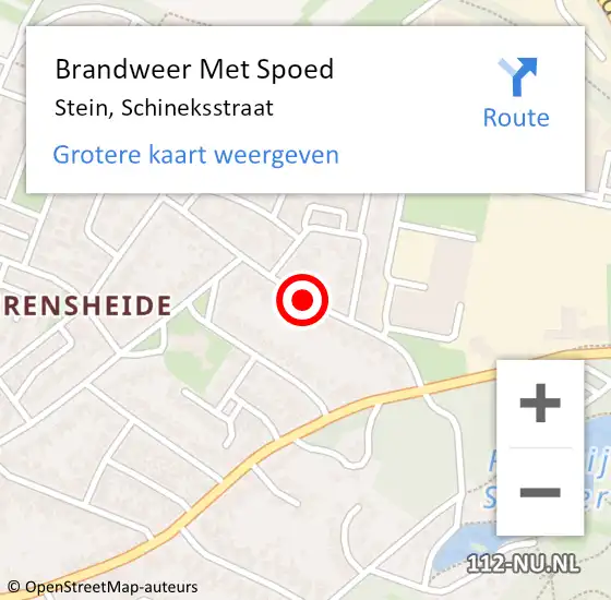 Locatie op kaart van de 112 melding: Brandweer Met Spoed Naar Stein, Schineksstraat op 26 augustus 2020 04:14