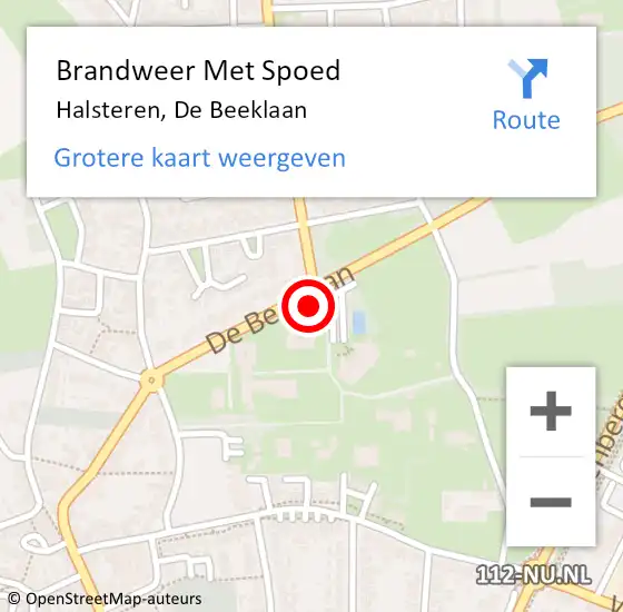 Locatie op kaart van de 112 melding: Brandweer Met Spoed Naar Halsteren, De Beeklaan op 26 augustus 2020 04:56
