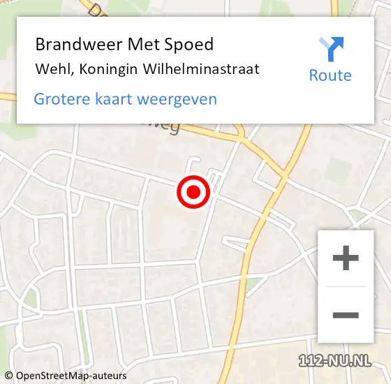 Locatie op kaart van de 112 melding: Brandweer Met Spoed Naar Wehl, Koningin Wilhelminastraat op 26 augustus 2020 05:34