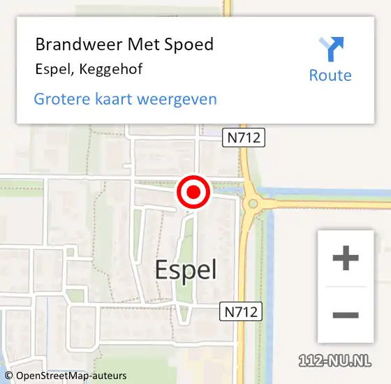 Locatie op kaart van de 112 melding: Brandweer Met Spoed Naar Espel, Keggehof op 26 augustus 2020 05:40