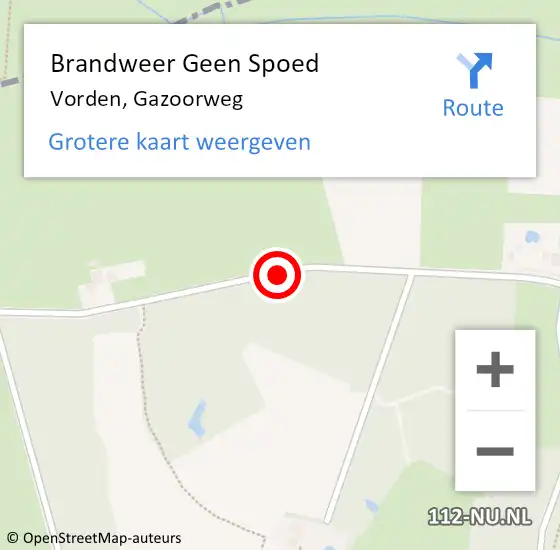 Locatie op kaart van de 112 melding: Brandweer Geen Spoed Naar Vorden, Gazoorweg op 26 augustus 2020 06:04