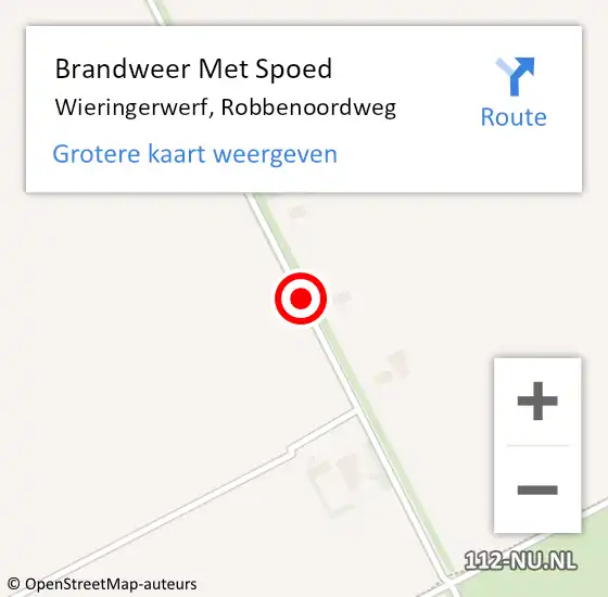 Locatie op kaart van de 112 melding: Brandweer Met Spoed Naar Wieringerwerf, Robbenoordweg op 26 augustus 2020 06:18