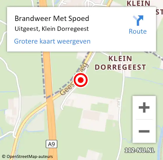 Locatie op kaart van de 112 melding: Brandweer Met Spoed Naar Uitgeest, Klein Dorregeest op 26 augustus 2020 06:31