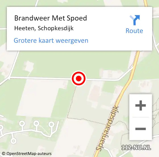 Locatie op kaart van de 112 melding: Brandweer Met Spoed Naar Heeten, Schopkesdijk op 26 augustus 2020 06:31