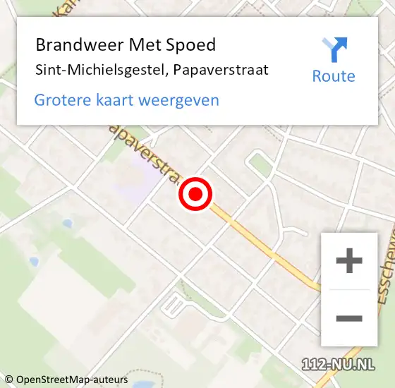 Locatie op kaart van de 112 melding: Brandweer Met Spoed Naar Sint-Michielsgestel, Papaverstraat op 26 augustus 2020 06:53