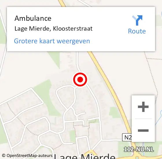 Locatie op kaart van de 112 melding: Ambulance Lage Mierde, Kloosterstraat op 16 mei 2014 23:17