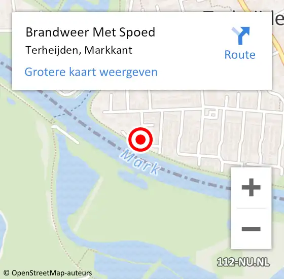 Locatie op kaart van de 112 melding: Brandweer Met Spoed Naar Terheijden, Markkant op 26 augustus 2020 07:37