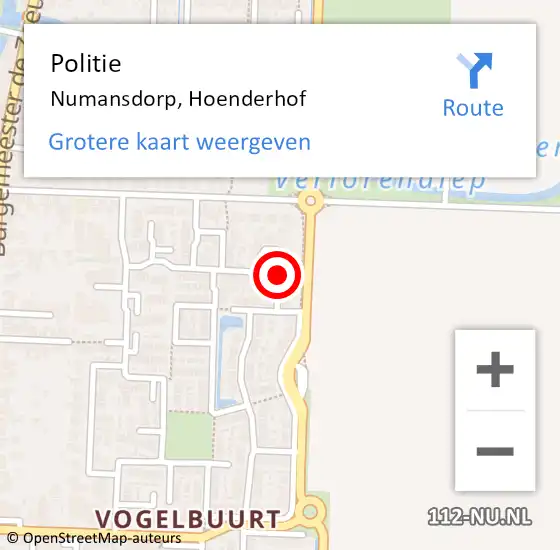 Locatie op kaart van de 112 melding: Politie Numansdorp, Hoenderhof op 26 augustus 2020 07:51