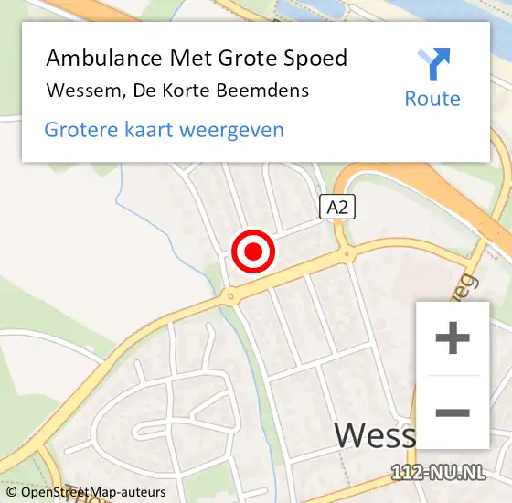 Locatie op kaart van de 112 melding: Ambulance Met Grote Spoed Naar Wessem, De Korte Beemdens op 16 mei 2014 23:25