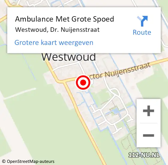 Locatie op kaart van de 112 melding: Ambulance Met Grote Spoed Naar Westwoud, Dr. Nuijensstraat op 16 mei 2014 23:27