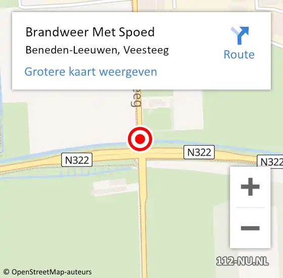 Locatie op kaart van de 112 melding: Brandweer Met Spoed Naar Beneden-Leeuwen, Veesteeg op 26 augustus 2020 08:52