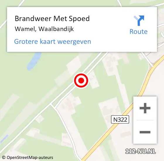 Locatie op kaart van de 112 melding: Brandweer Met Spoed Naar Wamel, Waalbandijk op 26 augustus 2020 08:57