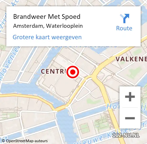 Locatie op kaart van de 112 melding: Brandweer Met Spoed Naar Amsterdam, Waterlooplein op 26 augustus 2020 09:22