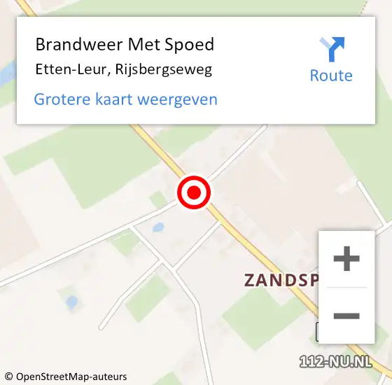 Locatie op kaart van de 112 melding: Brandweer Met Spoed Naar Etten-Leur, Rijsbergseweg op 26 augustus 2020 09:56