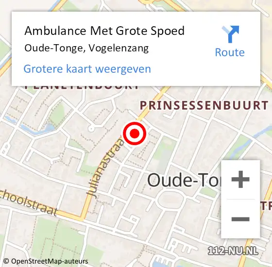 Locatie op kaart van de 112 melding: Ambulance Met Grote Spoed Naar Oude-Tonge, Vogelenzang op 26 augustus 2020 10:25