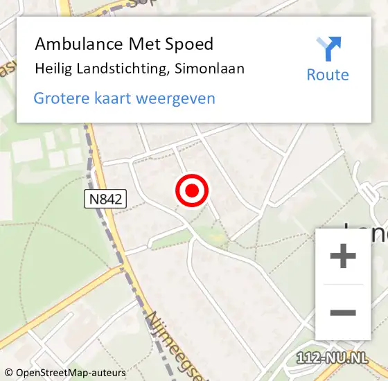 Locatie op kaart van de 112 melding: Ambulance Met Spoed Naar Heilig Landstichting, Simonlaan op 26 augustus 2020 12:26