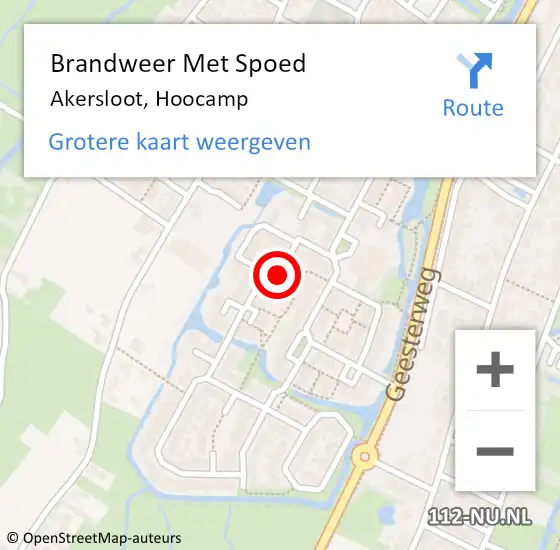 Locatie op kaart van de 112 melding: Brandweer Met Spoed Naar Akersloot, Hoocamp op 26 augustus 2020 12:42