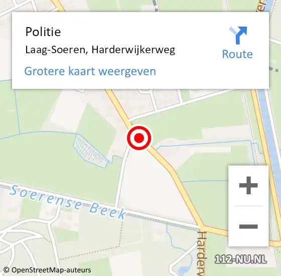 Locatie op kaart van de 112 melding: Politie Laag-Soeren, Harderwijkerweg op 26 augustus 2020 12:59