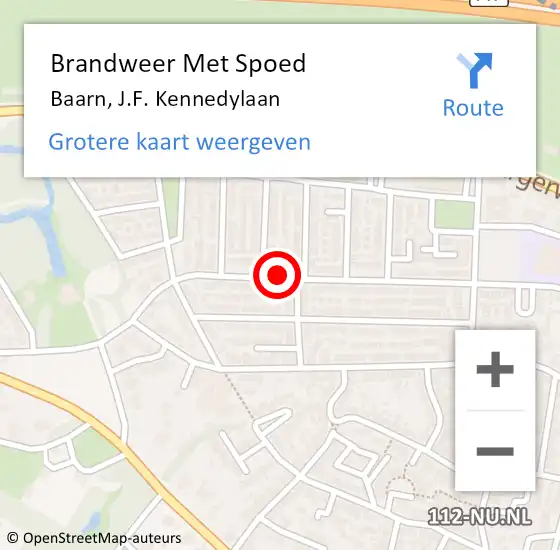 Locatie op kaart van de 112 melding: Brandweer Met Spoed Naar Baarn, J.F. Kennedylaan op 26 augustus 2020 13:00