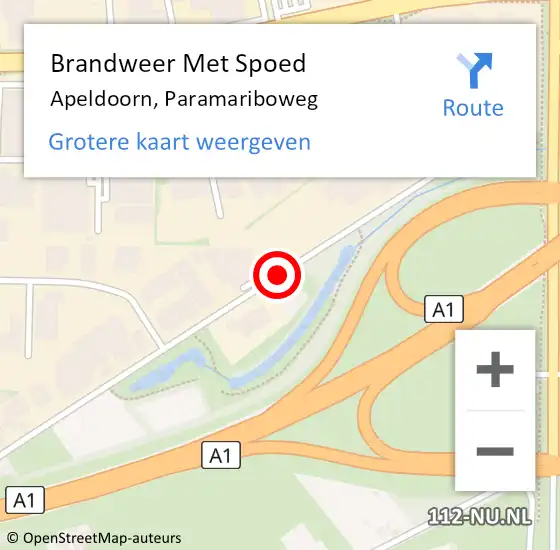 Locatie op kaart van de 112 melding: Brandweer Met Spoed Naar Apeldoorn, Paramariboweg op 26 augustus 2020 13:42