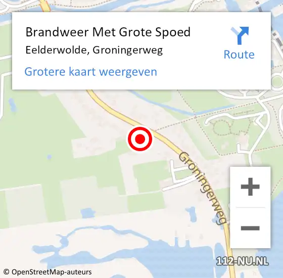 Locatie op kaart van de 112 melding: Brandweer Met Grote Spoed Naar Eelderwolde, Groningerweg op 17 mei 2014 00:39