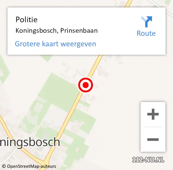 Locatie op kaart van de 112 melding: Politie Koningsbosch, Prinsenbaan op 26 augustus 2020 14:25